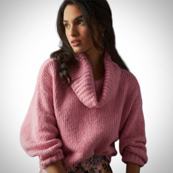 Anthropologie Sweaters - Pilcro for Anthropologie Bubble Gum Knit Cowl Neck Oversized Sweater Large